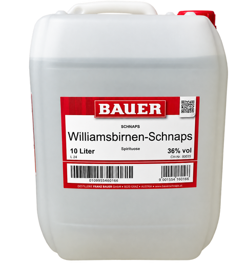 Destillerie Bauer Williamsbirnen Schnaps 10 L Kanister aus Österreich