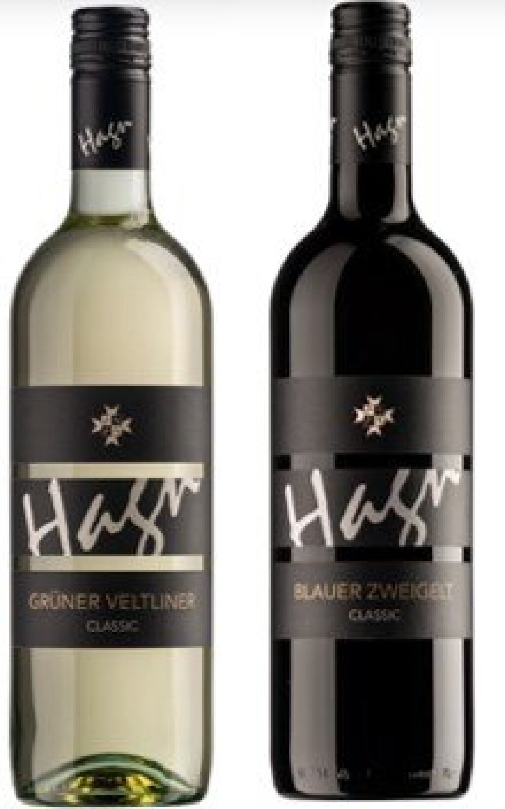 Der Österreichische Wein-Klassiker-Duo besteht aus 1 Flasche Grüner Veltliner 0,75 L in einer durchsichtigen Flasche und 1 Flasche  Blauer Zweigelt 0,75 L in der dunklen Flasche.  Beide Flaschen haben ein einheitliches modernes Etiktetten Design welches dreigeteilt ist. Die österreichischen Klassiker aus Niederösterreich vom Weingut Hagn erfreuen sich groper Beliebtheit und sind die meistverkauften Rebsorten in Österreich. Die ideale Geschenkidee. Beratung und Verkauf bei Getränke Steiermarkt in Ismaning bei München.