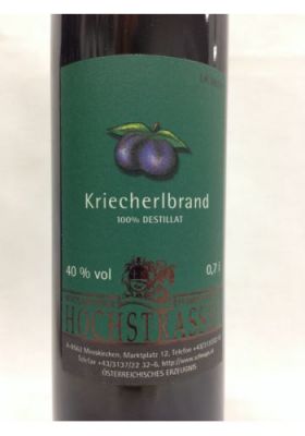 Kriecherlbrand 40% <br>0,70 Ltr. Hochstrasser